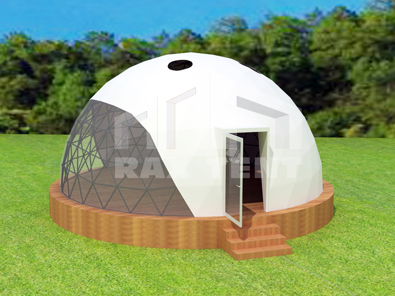 raxtent design with platform on the lawn