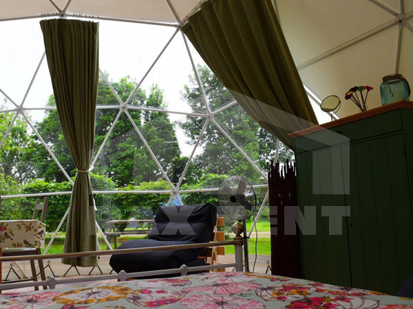 raxtent dome glamping tent with curtain