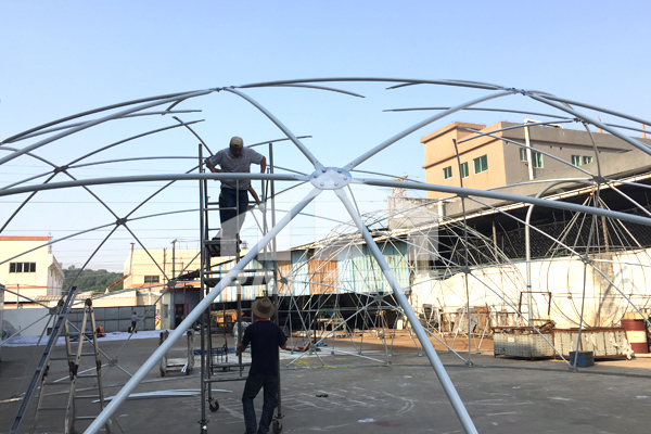 the installation of customized dome tent