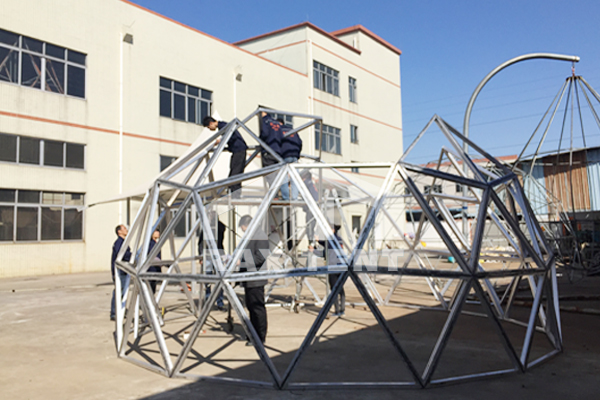 glass dome tent，install the frame