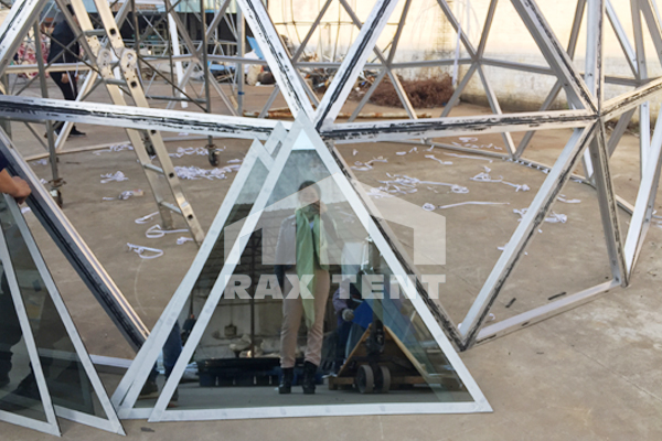 glass dome tent，install the glass