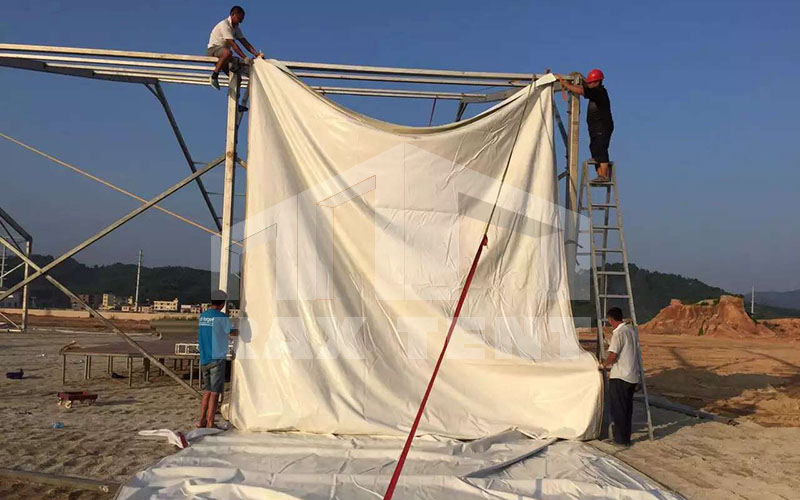 only 4 persons install tent