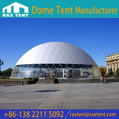 Raxtent 30m size big dome for big events，outdoor party with glass doors and half transparent PVC，holding at least 800 people